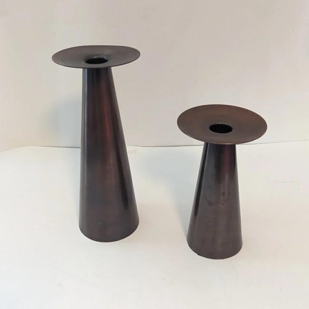 Vintage Wrapped Metal Industrial Candle Holders PartyLite Pillar Bronze Boho‎ - Picture 2 of 8